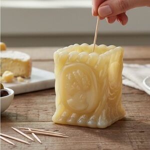 Vintage Guernsey Glass Cameo Lady Toothpick Holder FAC Butterscotch Slag Caramel